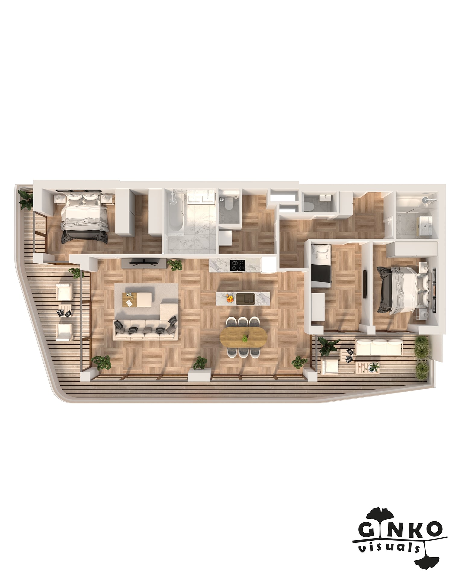 3D layouts of apartments