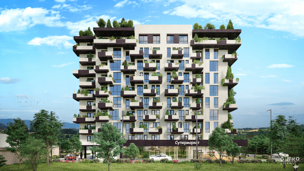 he multi-apartment residential complex 